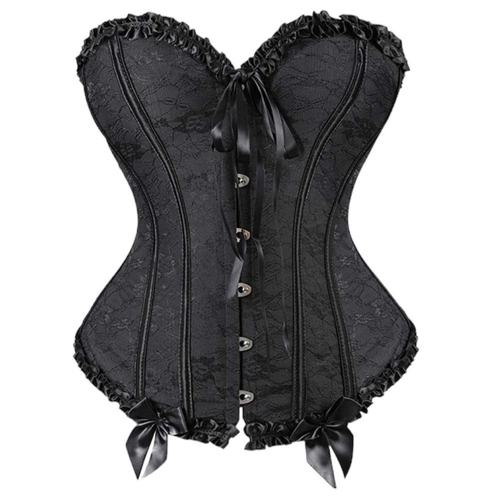 Unbranded EUC Gothic Floral Black Lace Corset, size‎ Large Whimsygoth